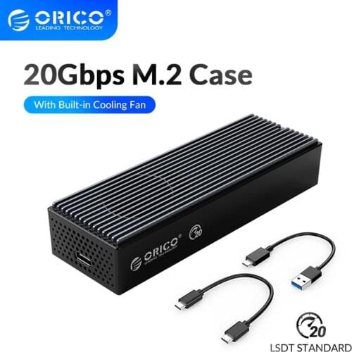 ORICO LSDT 20Gbps M.2 NVME SSD Case with Built-in Cooling Fan Type-C M2 NVME SSD Enclosure For M.2 NVME 2230 2242 2260 2280 SSD