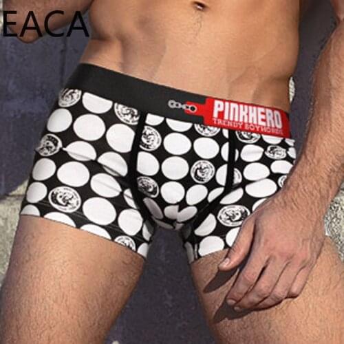 Cool 4pcs\Lot Pink Heroes Cotton Underwear Men Boxer Shorts Fashion Design Circle Print Men Panties Breathable Male Underpants