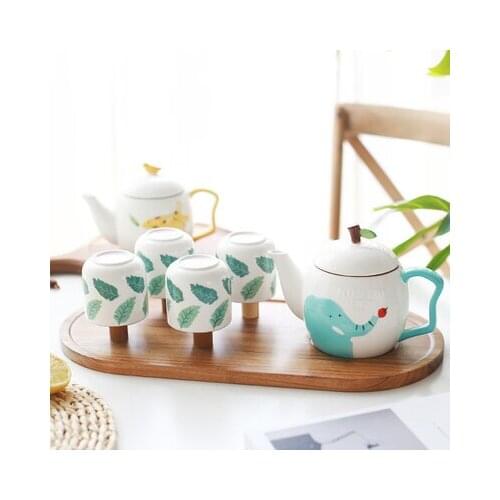 Creative Japanese-style Cartoon Ceramic Tea Set Cold Water Bottle Household Tea Pot Cute Cup Heat-resistant Bone China Teaware