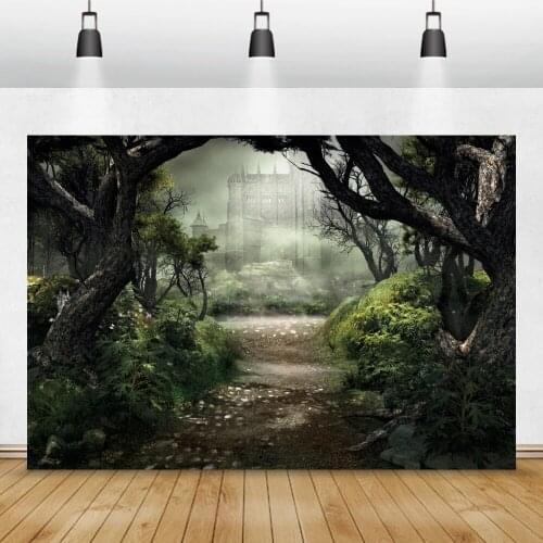 Laeacco Halloween Natural Forest Backdrops Trees Grassland Jungle Scenery Baby Portrait Photography Backgrounds Photo Studio