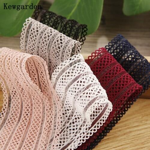 Kewgarden Handmade Tape DIY Hair Bow tie Ribbons Packing Riband Hollow Elasticity Stripe Ribbon 1-1/2" 1" 38mm 25mm 10 Yards