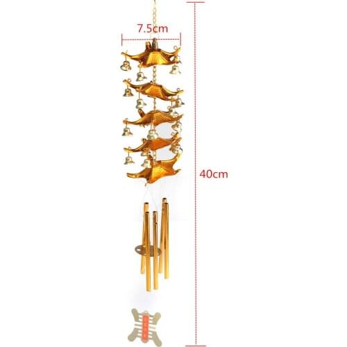 Metal 5-Layer Roof Bell 5 Tubes Lucky Feng Shui Hanging Charm Wind Chime