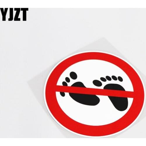 YJZT 12.8CM*12.8CM Warning Prohibition Of Footprints Motorcycle Car-styling PVC Car Sticker Decal 13-0126