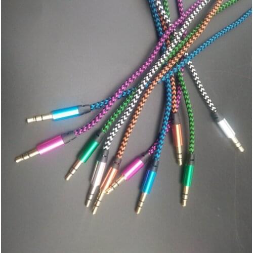 1m Nylon Aux Cable 3.5 mm Male to Male Jack Auto Car Audio Cable line for Honda Accord Odyssey Crosstour Fit Jazz City Civic JAD