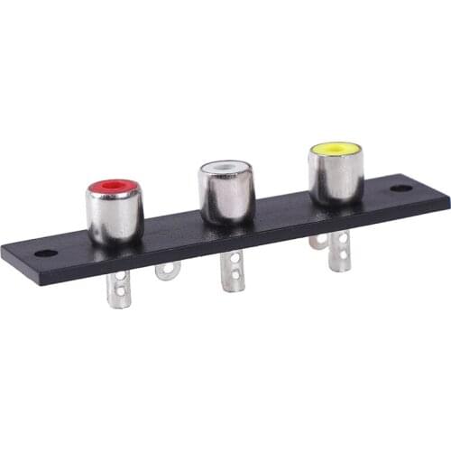 New 3 Way RCA Connector Terminal 1PC Wall Panel Plate Input Phono Chassis Socket Audio Adapter 6.6x1.6cm