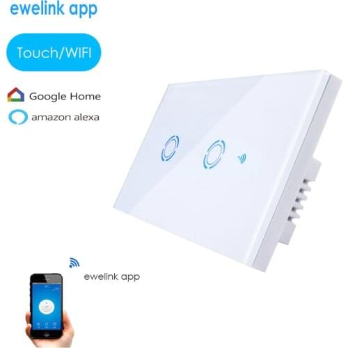 New Ewelink App US 3/2/1 gang wall light wifi switch,touch control panel, wifi remote control via smart phone,ewelink app switch