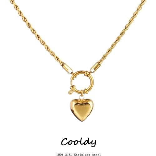 Stainless Steel Necklace For Women Lock Pendant Jewelry For Women Punk Choker Padlock Hollow Heart Pendant Necklace Jewelry