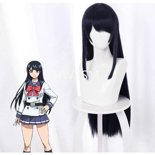 Anime High-Rise Invasion Honjo Yuri Cosplay Wig Long Black Hair Girl Cos Wig Heat Resistant Hair Free hairnet