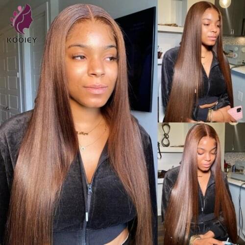 13x4 Lace Front Human Hair Wigs Brazilian Wigs 180% Straight Brown Color Lace Closure Wigs For Black Women PrePlucked Human Hair