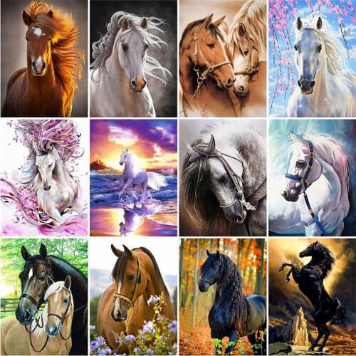 HUACAN 5d Diamond Painting Animal Full Drill Square/Round Diamond Embroidery Horse New Arrival Fall Decorations For Home