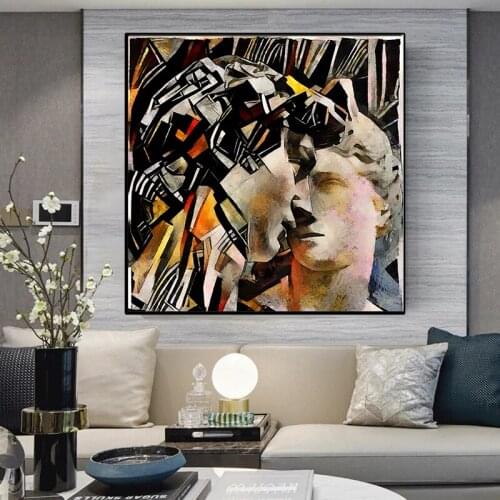 Ancient Sculpture Portrait Oil Paintings on Canvas Cubism Abstract Art Wall Picture Posters and Prints For Livingroom Home Decor
