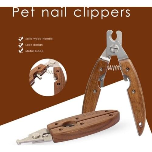 Professional Pet Nail Clippers Dog Cat Wooden Labor-Saving Smooth Cutting Nail Clippers Convenient Beauty Cleaning Supplies