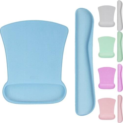 Plain Mouse Pad with Wrist Rest and Keyboard Rest Support Mat Durable Soft Non Slip Ergonomic Design for Office