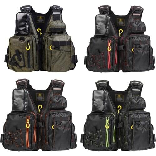 Adjustable Fishing Vest Multi-pocket Reflective Design Buoyancy Life Jacket Removable Strap Fishing Vest For Men Women