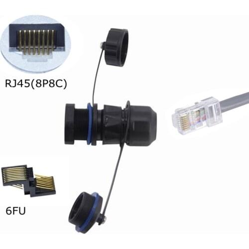 Outdoor CAT6/5e RJ45 Network Waterproof Connector, Industrial Panel Mount Coupler with IP68 Dustproof Cap Ethernet LAN Cable