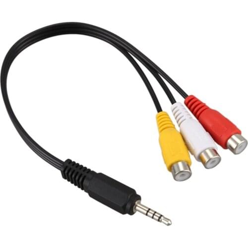 3.5mm Male Plug to 3 RCA Female Audio Video AV Cable 22cm