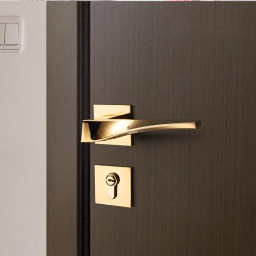 Modern Shiny Gold Interior Door Handle Door Lock Door Hardware Handles for Interior Door