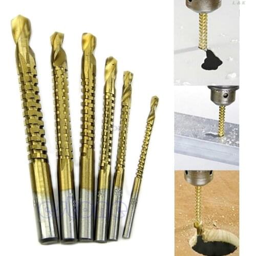 6Pcs Titanium Coated High Speed Steel Drill Bit Electric Drill Hemp Flowers High Hardness Resistance of High Speed M07 dropship