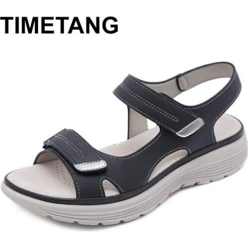 TIMETANG New Women Shoes Comfortable Sandals Ladies Slip-on Wedge Sandals Sports Beach Walking Shoes Summer Fashionable Leisure