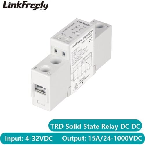TRD1000D15 SSR DC DC 15A Solid State Relay Module & Board 5V 12V 24V 32VDC Input 24-1000VDC Output Mini High Voltage Relay Bank