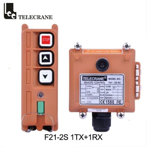 Telecontrol F21-2S 2 Single Push Button Small Size Up And Down Wireless Relay RF Radio Remote Control Switch Station For Hoist
