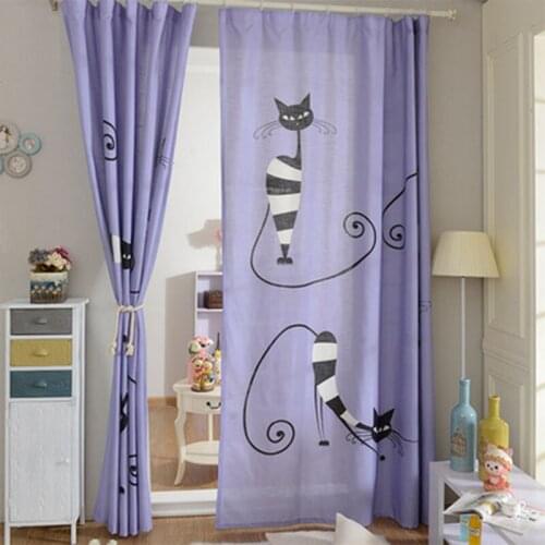 Cartoon Cat Shading Shading Window Curtains 3D Printing Living Room Curtain Children Room Customization Curtain