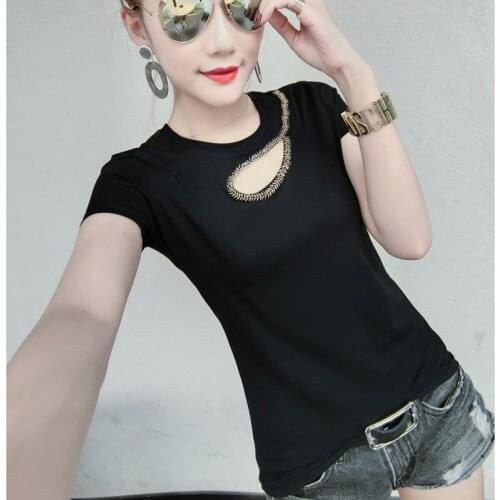 GGRIGHT Sexy Hollow Out T Shirt Women Tshirt Cotton 2021 Summer Tops T-Shirt Woman Korean Fashion Tee Shirt Femme Clothing Green