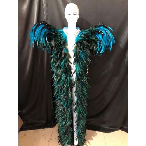 The shows victoria cabaret stage clothes skirt big angel feather wing headdress wings costume set for women