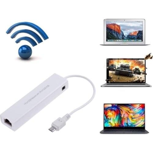 3 Port USB 2.0 HUB 10/100MB Micro USB to RJ45 LAN Adapter Network Card