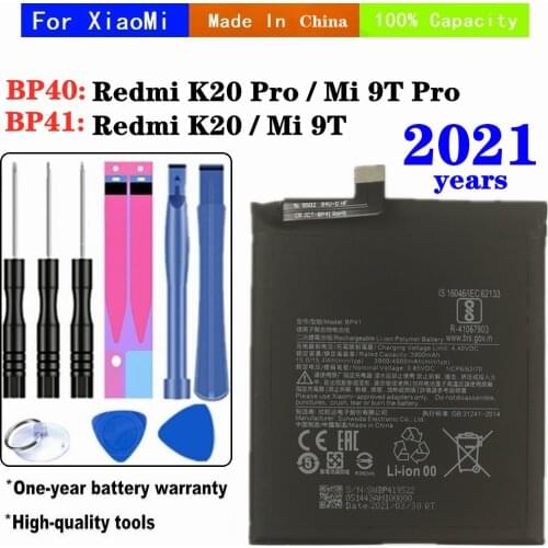 2021 For Xiaomi BP41 BP40 Redmi K20 Pro Mi 9T Pro Mi9T Redmi K20Pro Mobile Phone Battery 4000mAh Premium Genuine Batterie +Tools