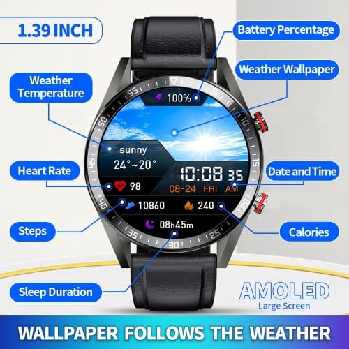 AMOLED display smart watch 454*454 smart watch Always display the time bluetooth call music smartwatch for men TWS earphones