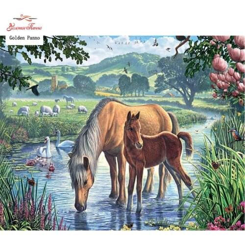 GOLDEN PANNO Diamond Painting Full Square 5D Diy Daimond Embroidery Diamant Mosaic Sale Displasy Broderie Diamant horse 02