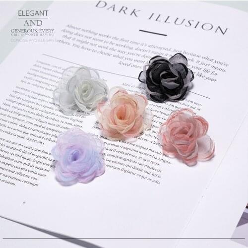 40Pcs/lot muti color organza satin burning edge Flowers For Girls Kids' Hair Accessories