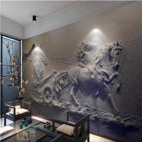 Beibehang Large Custom Wallpapers Fresco 3d 3d Antique Carriage Relief Wall Wall Paintings wallpaper for walls 3 d