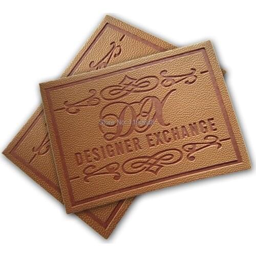 Free shipping 100pcs/lot Retail Brown Rectangle Cowhide Leather Label of Message Pattern for Garment Accessories