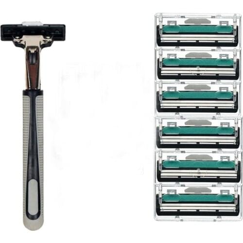 2 Layers 6pcs Shaving Machine Safety Razor Blades Manual Shaving Face Care Beard Hair Remover
