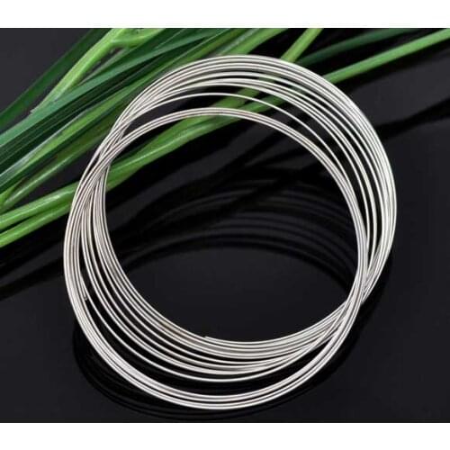 Steel Wire Memory Beading Bracelets Components Round silver color 5.5cm(2 1/8") Dia, 50 Loops