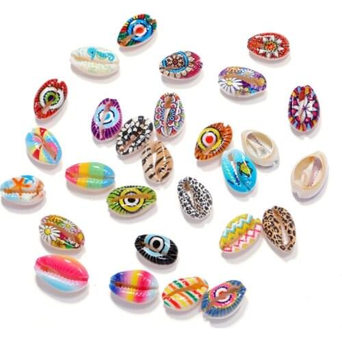10pcs Natural Sea Shell Painted Shell Beads For Jewelry Making Bracelet Necklace 18-20mm Colorful Shells Beads Accessories