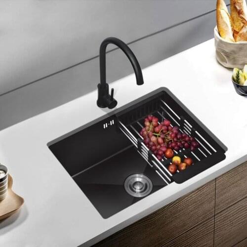 Black tank large single slot nano xiancai basins 304 manual balcony bar stainless steel kitchen sink trumpet