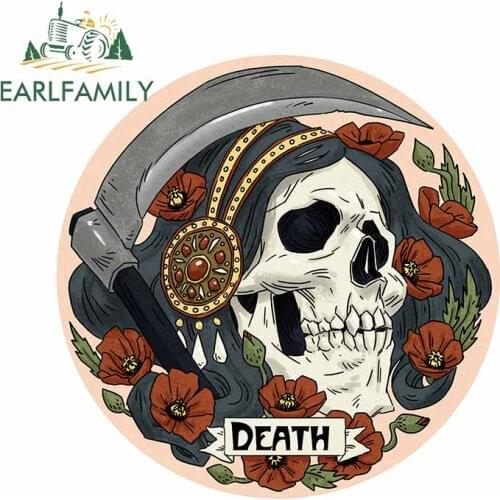 EARLFAMILY 13cm x 13cm For Skull Vinyl Car Stickers Car Door Protector Decal Waterproof Sunscreen Motorcycle Suitable for VAN RV
