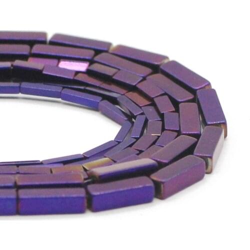 Purple Rectangle Cuboid Square Natural Stone Hematite Spacer Loose Beads For Jewelry Making DIY Bracelet Accessories 4/6/9MM