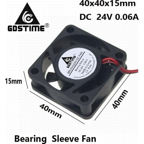 Gdstime 10 Pcs 4015 4cm DC 24V 40x40x15mm Small Brushless Cooling Fan 40mm x 15mm 2Pin Motor Cooler
