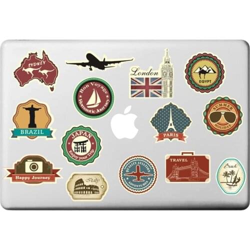 Hot Vintage Travel Theme Laptop Sticker for Macbook Decal Pro Air Retina 11" 13" 15" inch Mac Cover Skin HP On Notebook Sticker