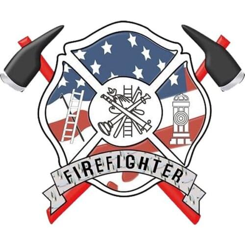 Hot Car Firefighter Axes Maltese Cross Vinyl Car Sticker Decals for Car Waterproof Car Decorative Interior 14*11cm