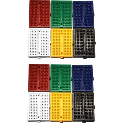 GTBL 12Packs 170 Points Mini Small solderless breadboard for Arduino Proto Shield (6 colors)