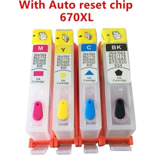 Empty refill 670XL For HP670 Refillable ink Cartridge for HP 670 XL deskjet 3525 4615 4625 5525 6525 printer