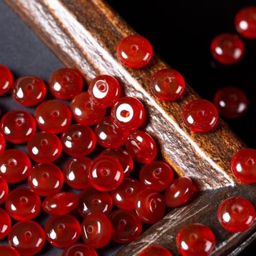 48Pcs Natural Stone Red Beads Agata Flat Abacus Spacer Beads To Needlework For DIY Jewelry Components Making Bracelets Handmade