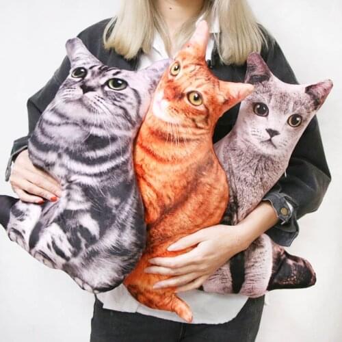 46cm Animal Cat Creative Plush Toy Cute Expression Simulation Cat Pillow Bedroom Sofa Decorations Cushion