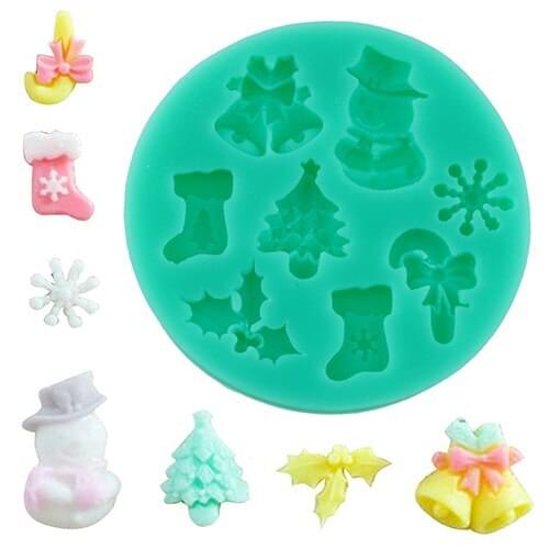 Kitchen Bake Tool DIY 3D Christmas Bell Snowflake Silicone Cake Candy Mold Mould