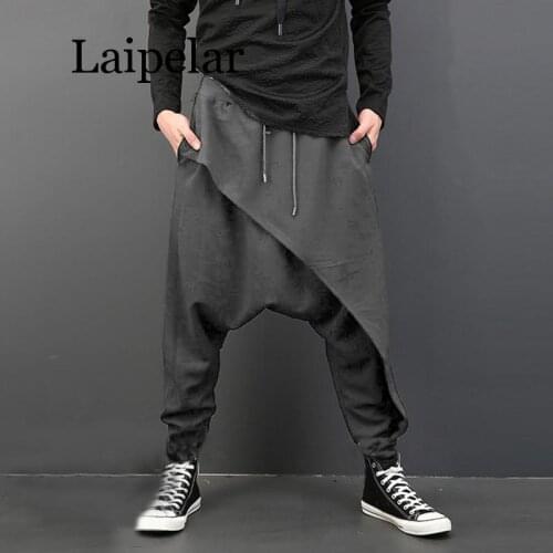 Plus Size Men Casual Drape Drop Crotch Harem Hip-hop Pants Trouser Baggy Dancing Pants Gothic Punk Style Harem Pants Men